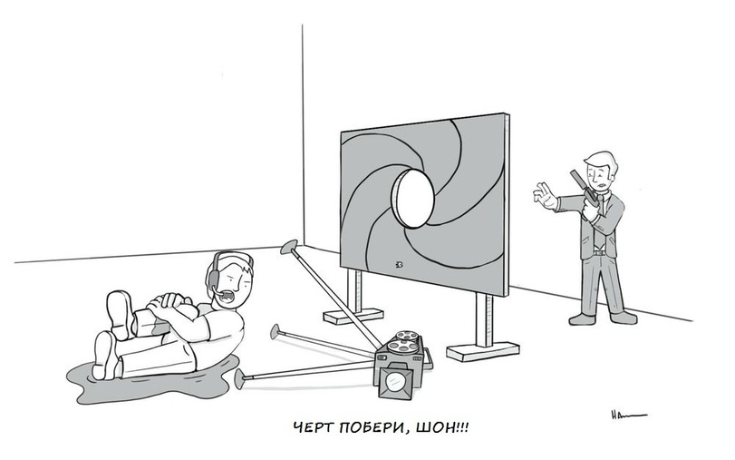 811x507, 51 Kb / бонд, выстрел, камера, оператор