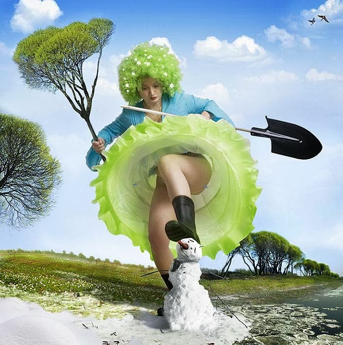 700x704, 110 Kb / весна, снеговик, лопата