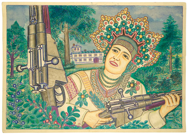 597x427, 180 Kb / рисунок, двустволка, мосин, кокошник, лобанов