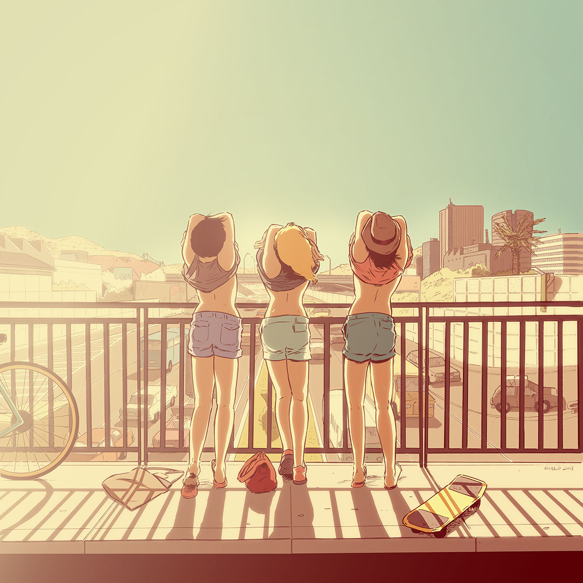 1190x1190, 227 Kb / мост, девушки, арт