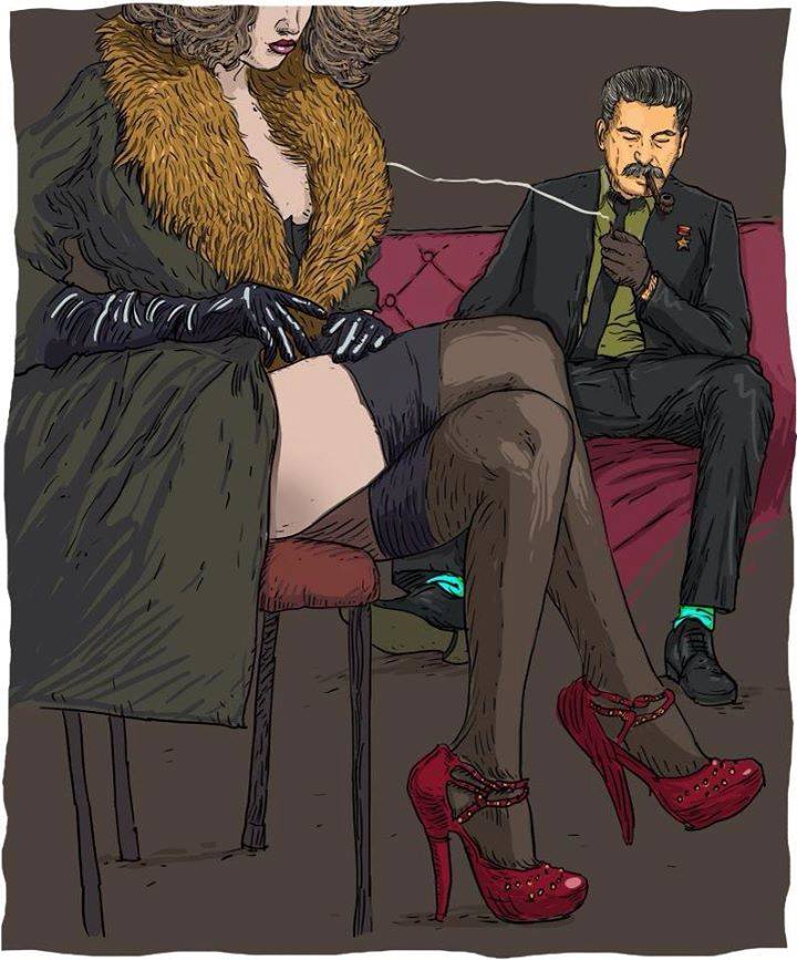 720x867, 83 Kb / чулки, босоножки, трубка, сталин