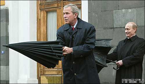 500x292, 25 Kb / Буш, зонт, Путин