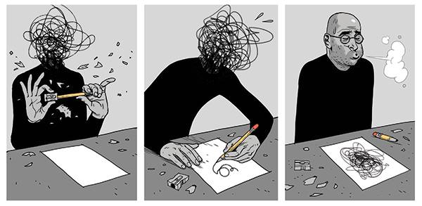 600x293, 31 Kb / сумбур, голова, рисует, художник, выражение, мысли