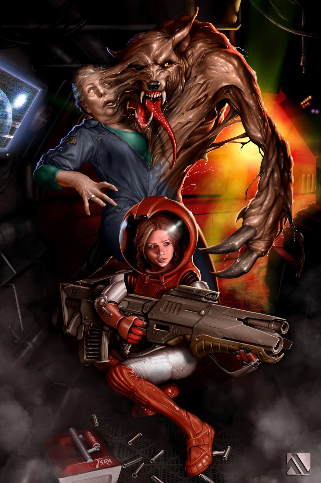 1064x1600, 263 Kb / бабушка, волк, красная, шапочка, оружие