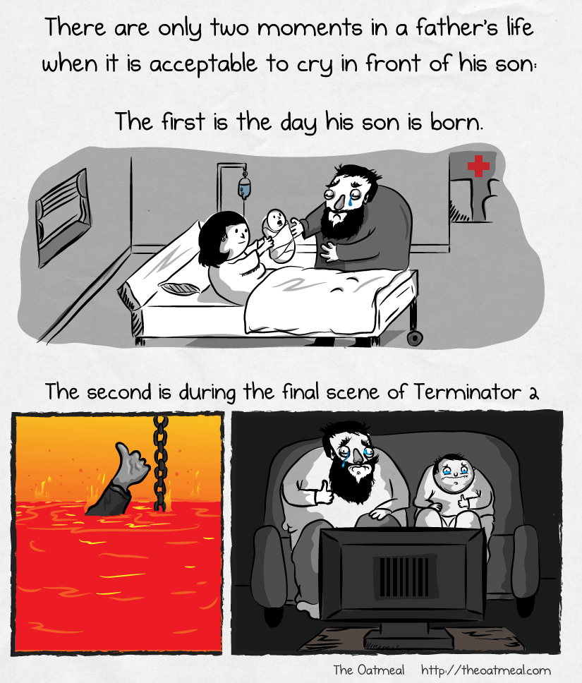825x968, 250 Kb / терминатор, отец, сын, слезы, плач, счастье, горе, рождение, смерть, комикс
