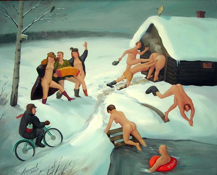 743x600, 107 Kb / рисунок, баня, снег