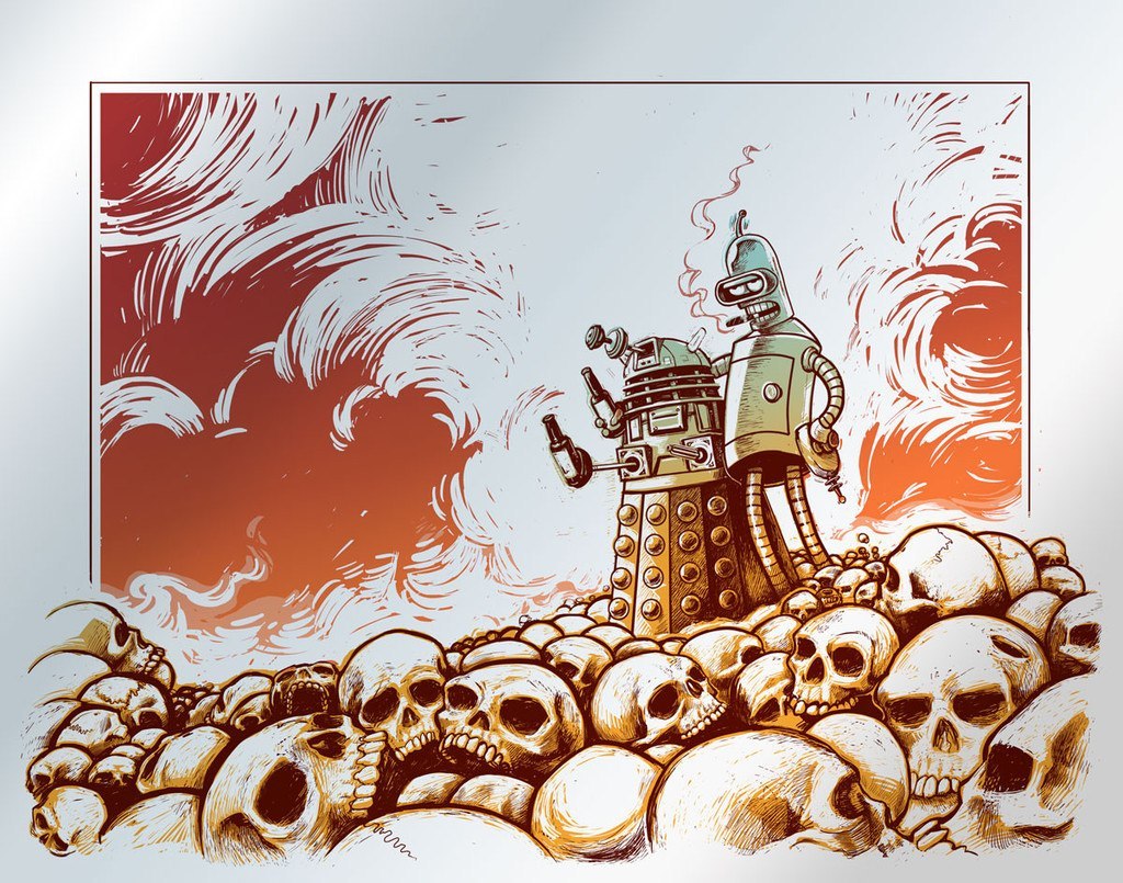 1024x805, 241 Kb / бендер, далек, череп