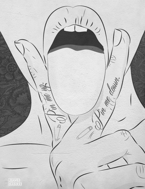 500x648, 287 Kb / губы, пальцы, рисунок, булавка, язык