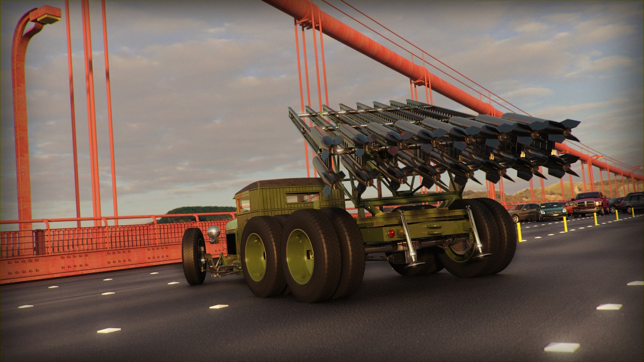 1280x720, 228 Kb / Катюша, мост, золотые, ворота, рендер