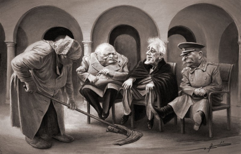 800x513, 98 Kb / сталин, черчилль, рузвельт, ялта, уборщица, швабра