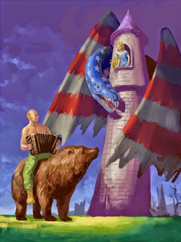 600x800, 60 Kb / Путин, медведь, гармонь, дракон, США, башня, принцесса, Европа, политота