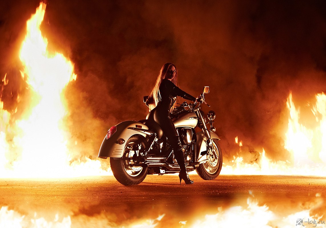 1143x800, 153 Kb / honda, мото, огонь, девушка