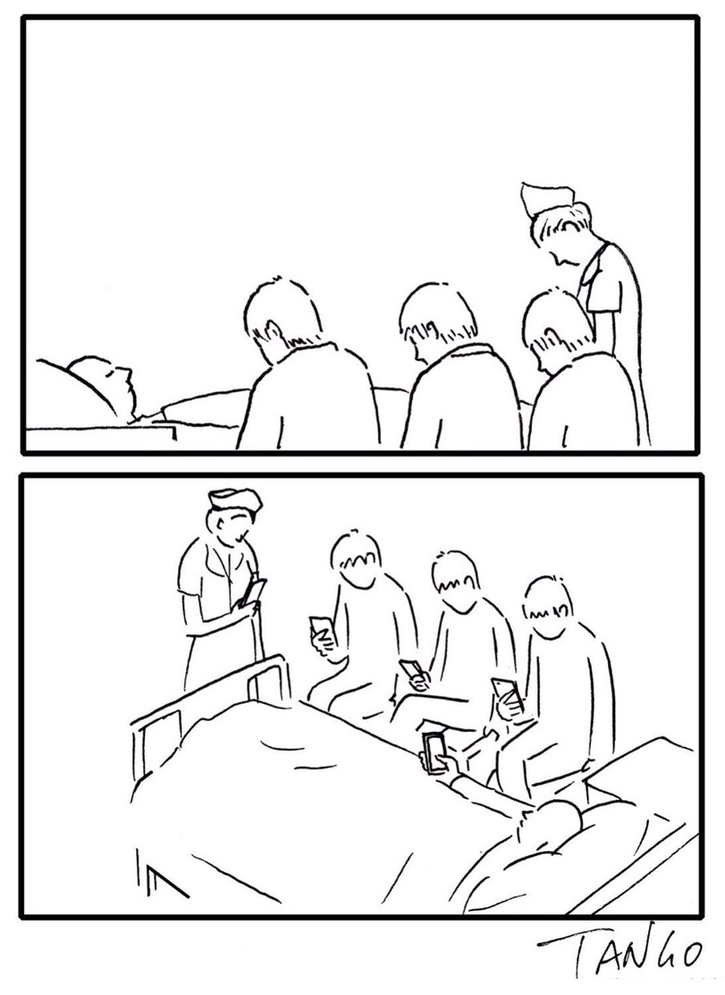 811x1112, 117 Kb / больной, посетители, медсестра, смартфоны