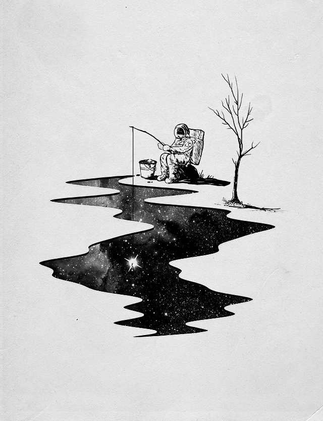 640x833, 107 Kb / космонавт, рыбалка, звезды