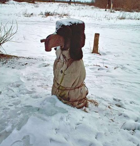 449x466, 48 Kb / Колонка, утепление, фуфайка, шапка, снег