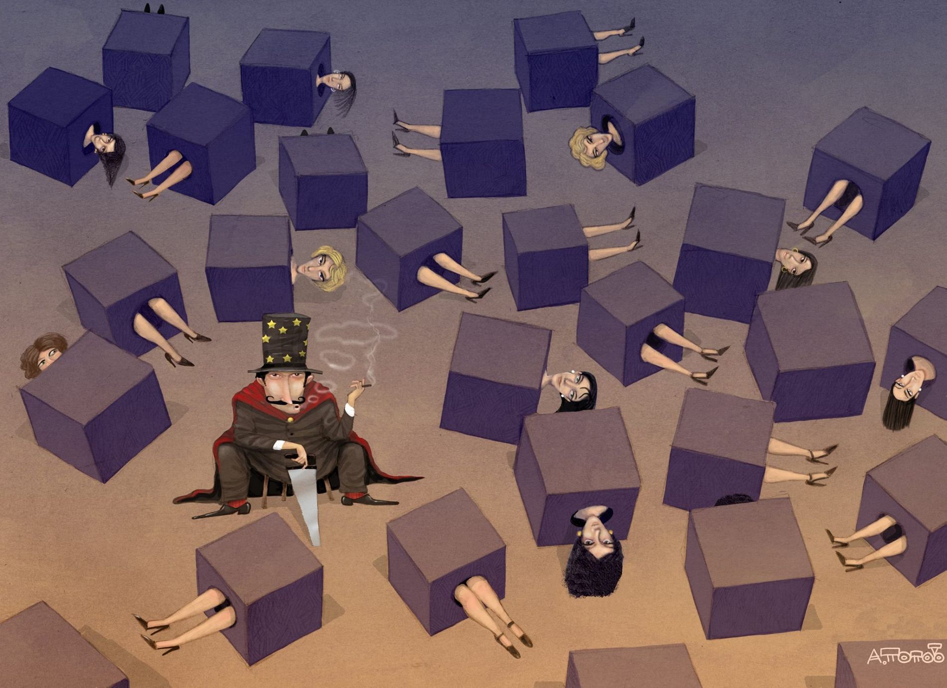 1900x1380, 311 Kb / курить, фокусник, пилить, пила