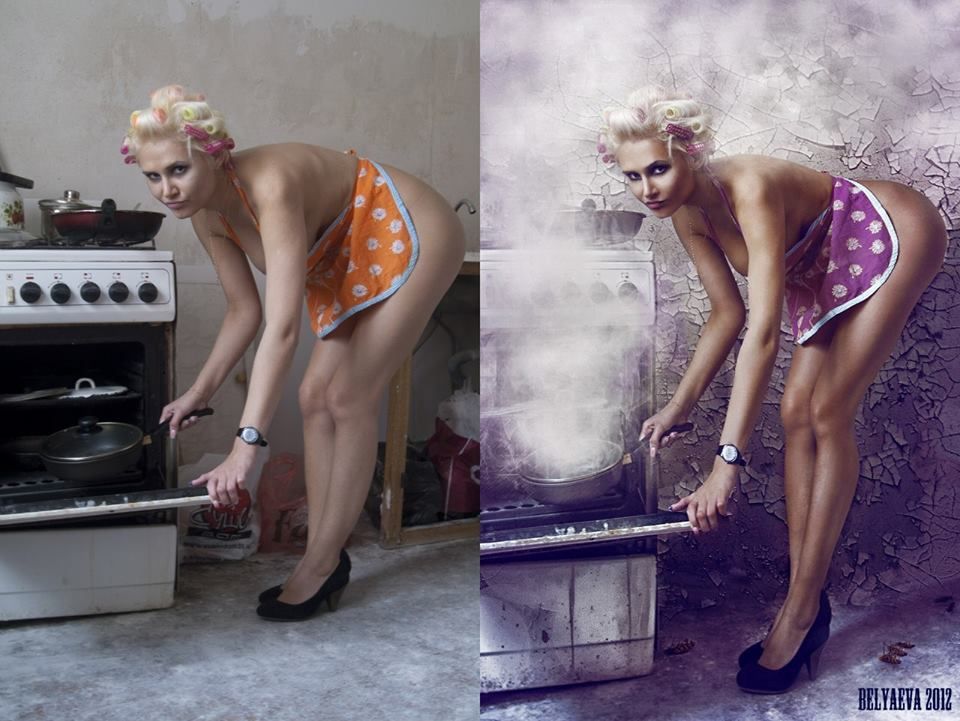 960x721, 107 Kb / женщина, плита, фотошоп