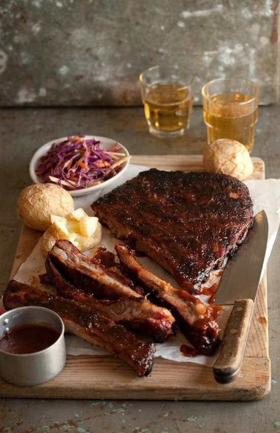 550x849, 102 Kb / мясо, рёбра, соус, салат, нож, картофель