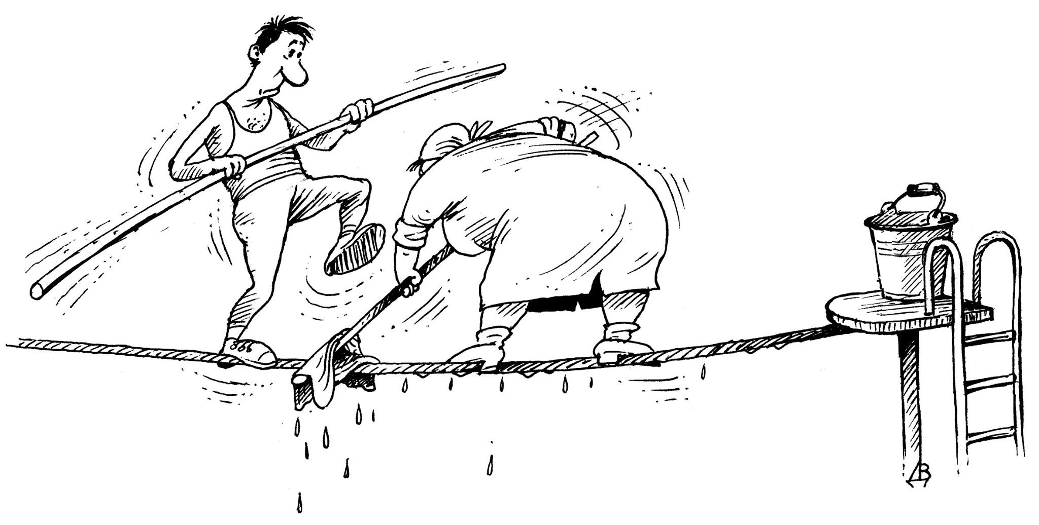 2048x1036, 159 Kb / канат, канатоходец, уборщица, палка, шест, швабра, тряпка, вода