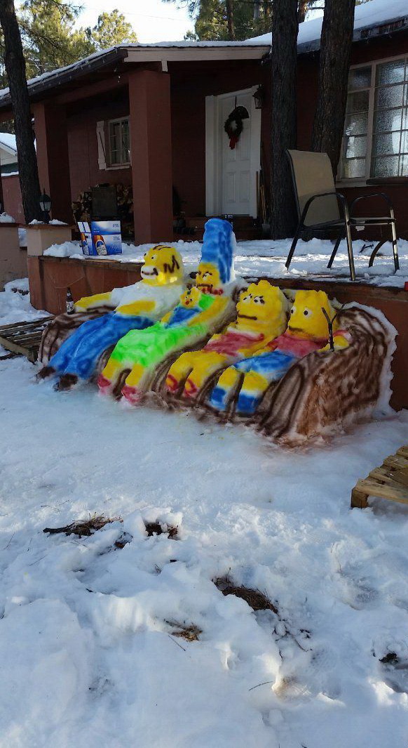 582x1065, 217 Kb / симпсоны, снеговики, лавка