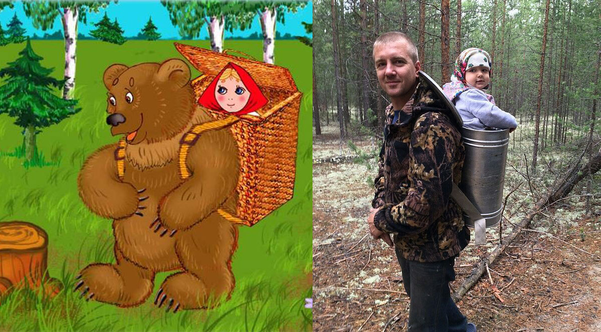 1200x663, 274 Kb / медведь, маша, котомка