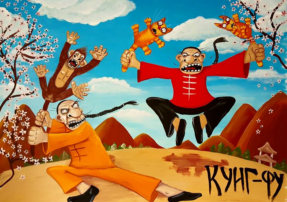 960x678, 158 Kb / кунг-фу, ложкин, котэ, обезьяна