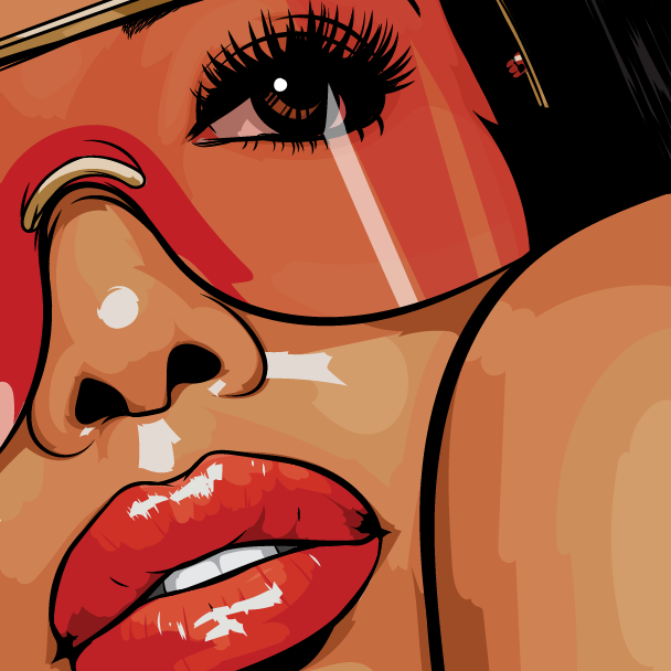 608x608, 103 Kb / рисунок, очки, губы, гламур, глаз