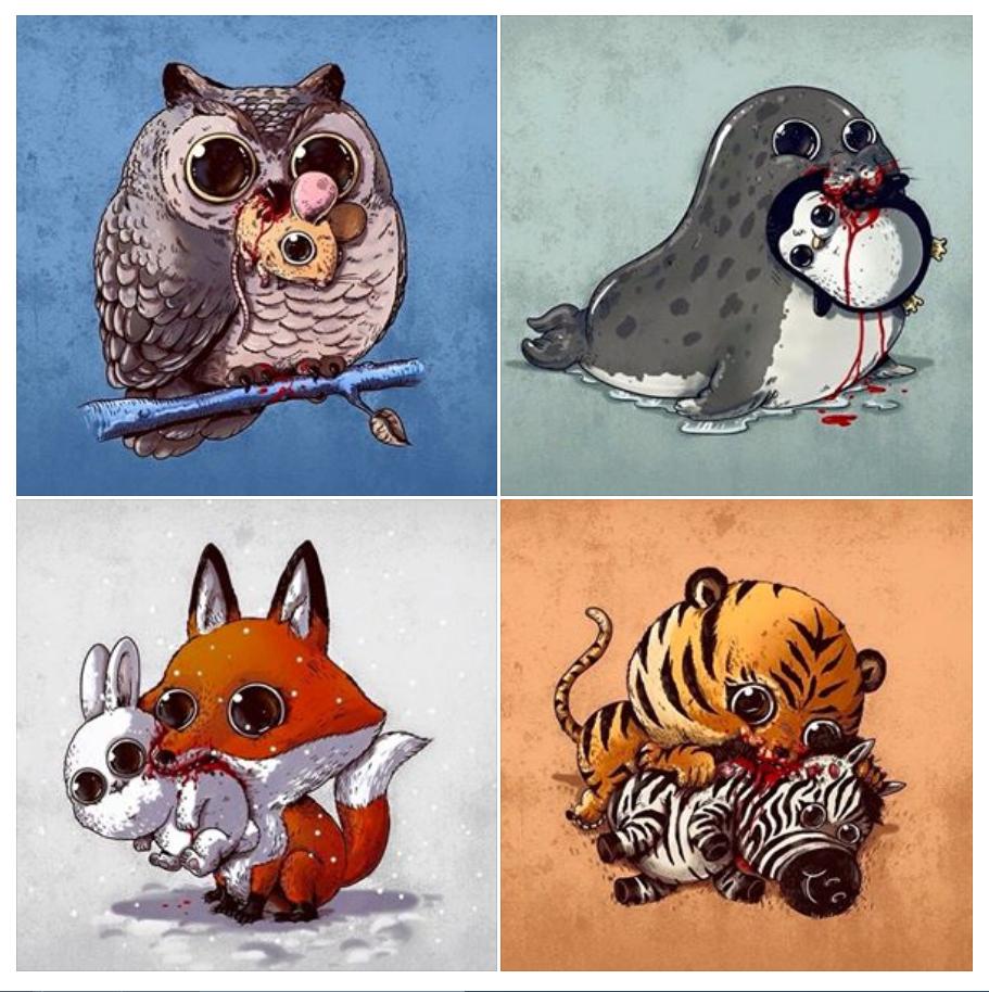911x914, 124 Kb / Реальный мимимир, сова, лиса, тигр, тюлень