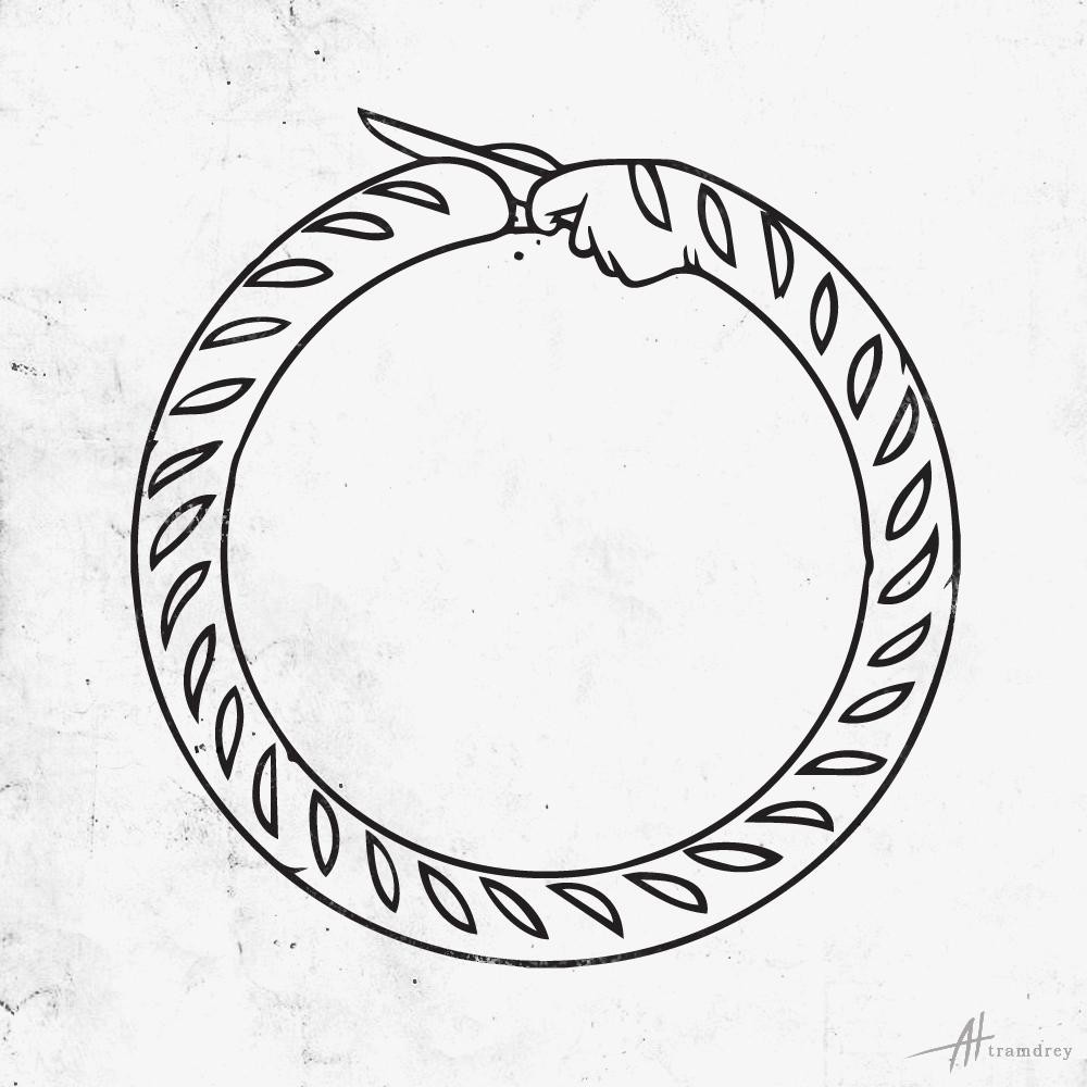 1000x1000, 102 Kb / уроборос, рука, батон, нож