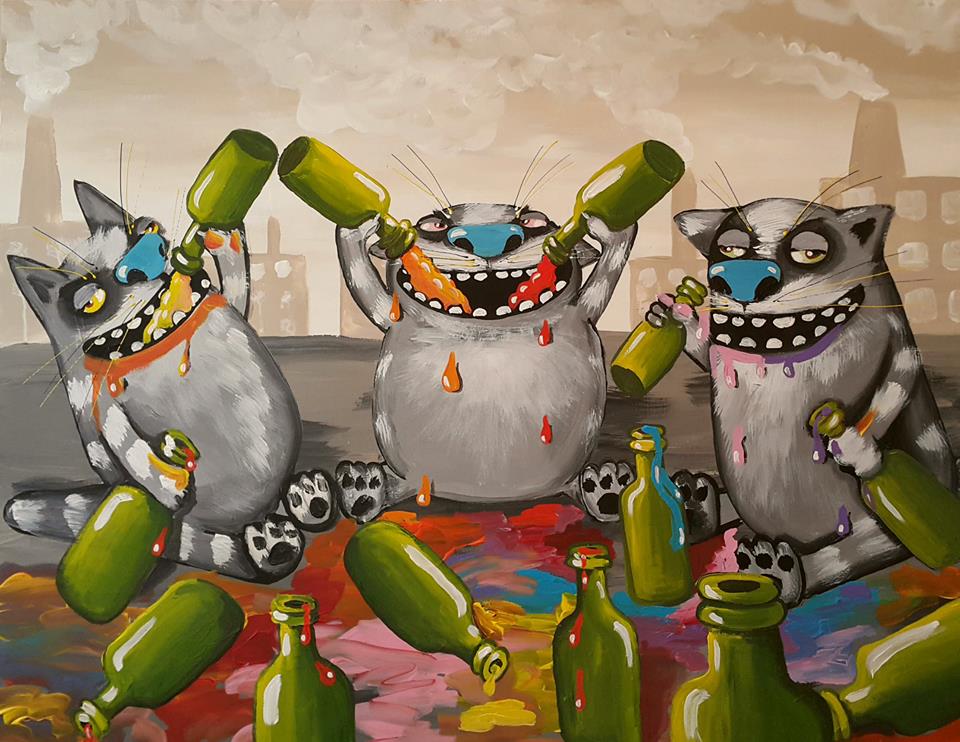 960x742, 111 Kb / Коты, картина, Вася Ложкин