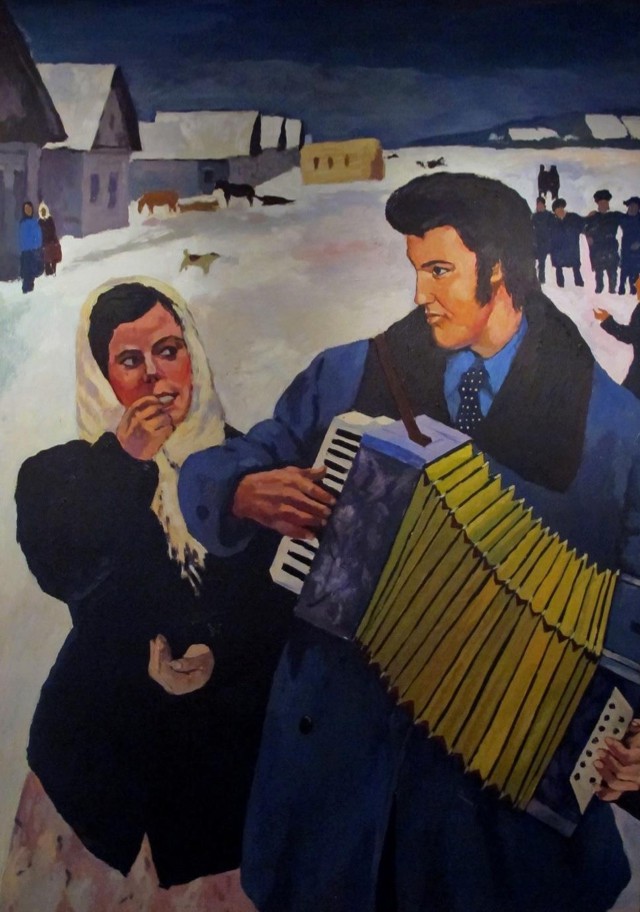 640x912, 115 Kb / Элвис, гармонь, деревня