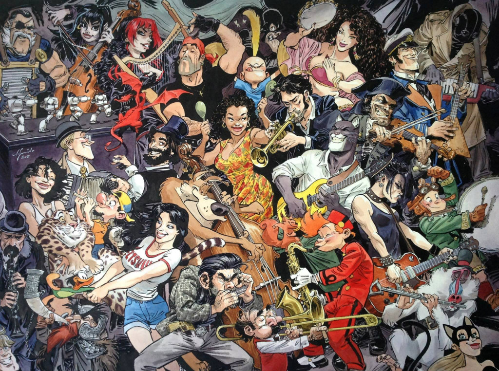 1024x762, 381 Kb / Juanjo Guarnido, обложка, толпа, рисунок, blacksad & friends