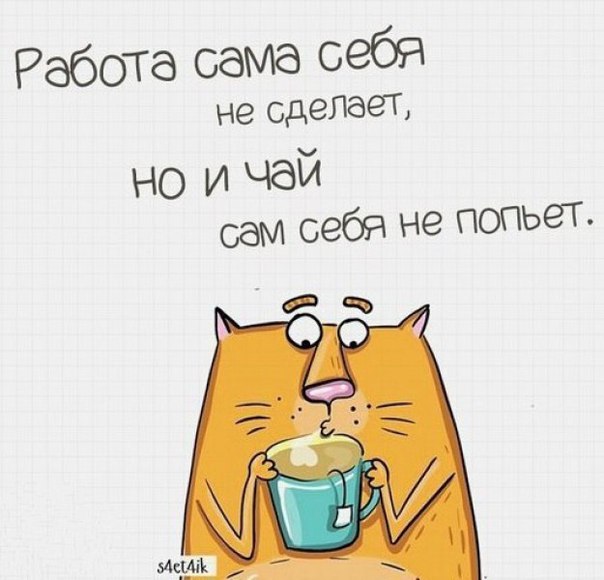 604x580, 56 Kb / Кот, чай, работа