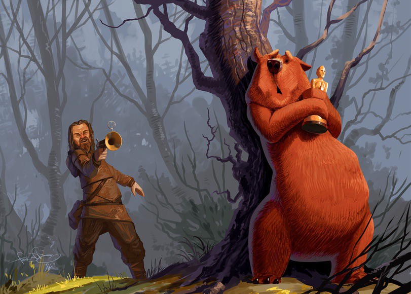 811x580, 140 Kb / Дикаприо, медведь, оскар