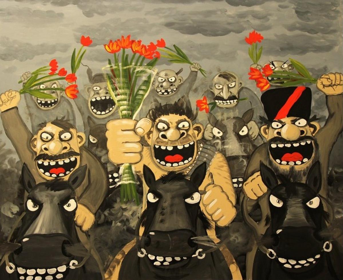 1199x980, 158 Kb / Вася, Ложкин, цветы, тюльпаны, лошади, мужики