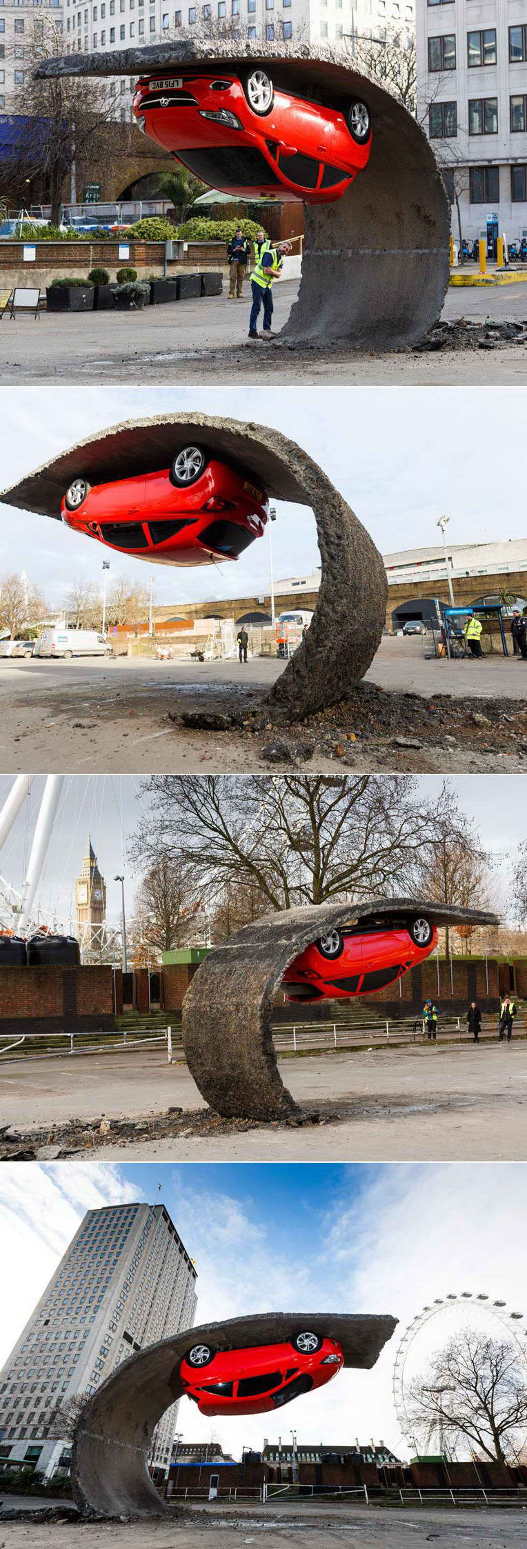 764x2246, 281 Kb / Alex Chinneck, авто, асфальт, загиб