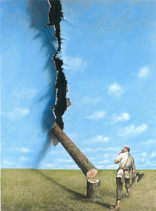 500x675, 121 Kb / дровосек, дерево, небо, порвал