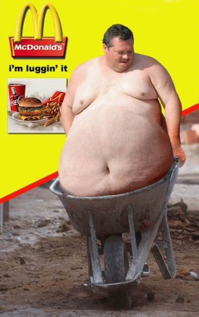 408x650, 40 Kb / макдоналдс, тачка, толстый мужик