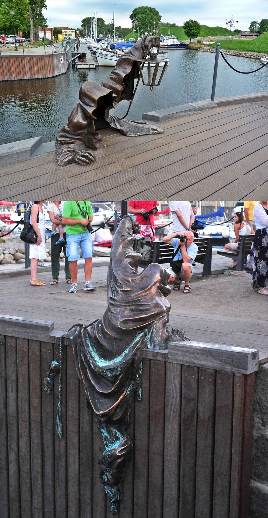 880x1700, 353 Kb / черное привидение, клайпеда, скульптура, пристань