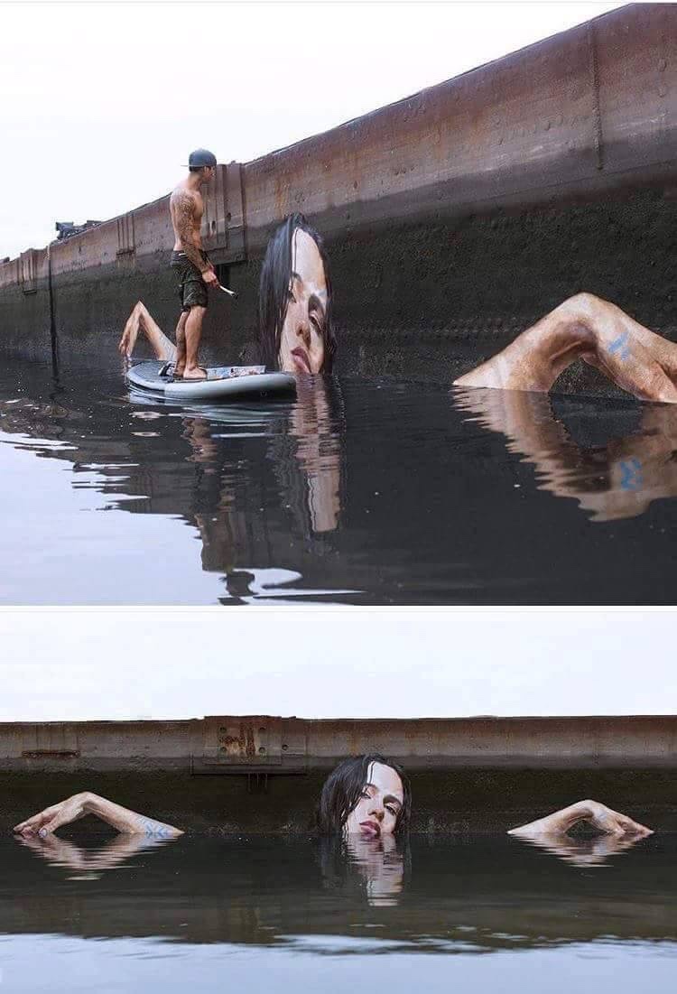 750x1101, 152 Kb / граффити, борд, девушка, река