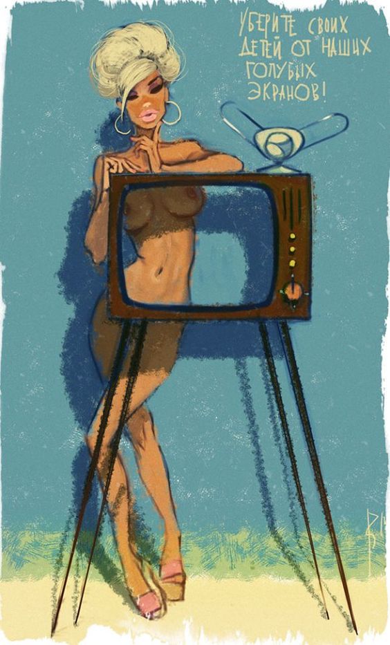 564x933, 89 Kb / блондинка, Вальдемар Казак, телевизор, голубой экран