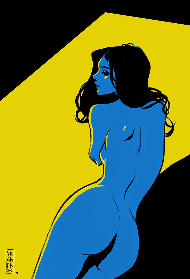 794x1169, 83 Kb / рисунок, свет, синяя, брюнетка, фигура