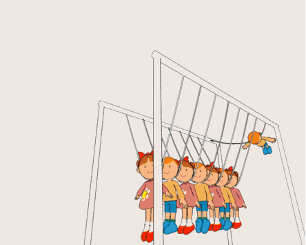 444x355, 378 Kb / колыбель ньютона, маятник, качели, дети, гиф