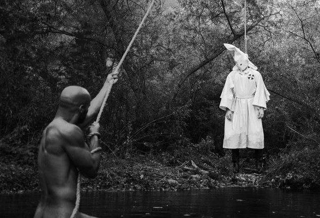 632x430, 65 Kb / негр, ккк, ч/б, виселица, Ку-клукс-клан