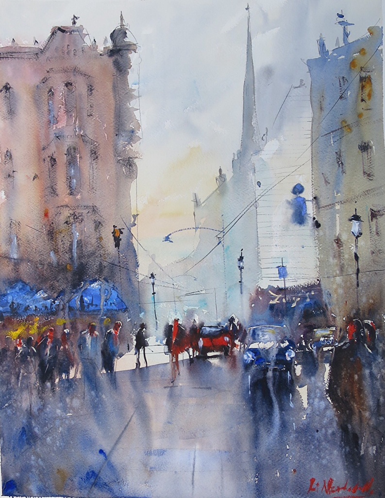 793x1024, 379 Kb / улица, город, акварель