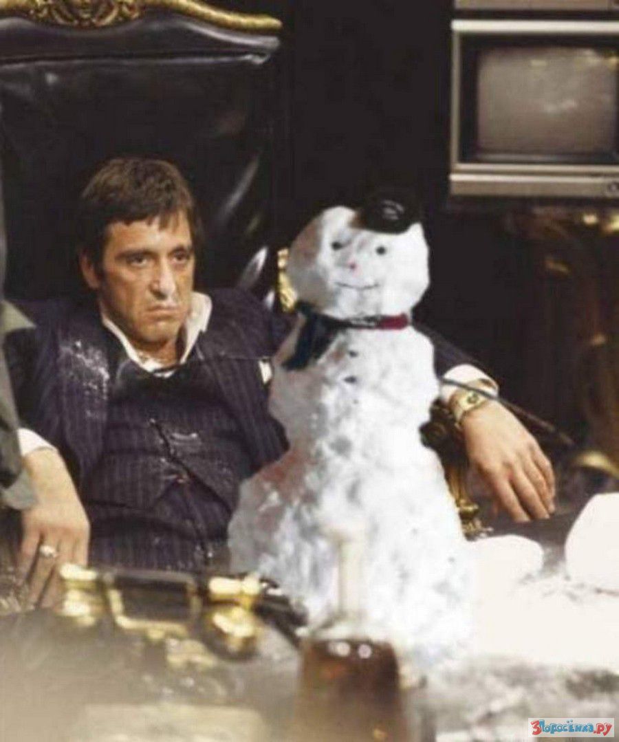 900x1079, 93 Kb / аль пачино, снеговик, лицо со шрамом