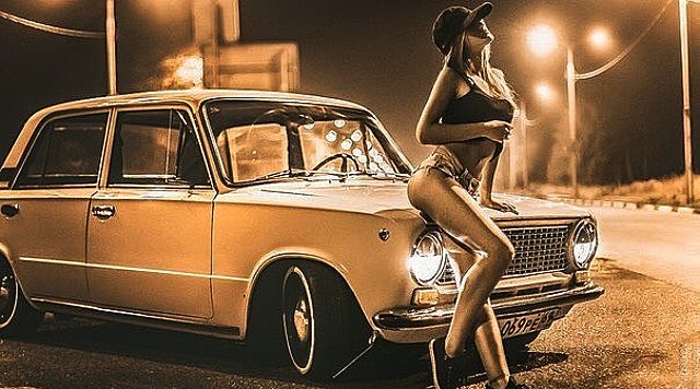 640x356, 73 Kb / тачка, тёлка, жигули