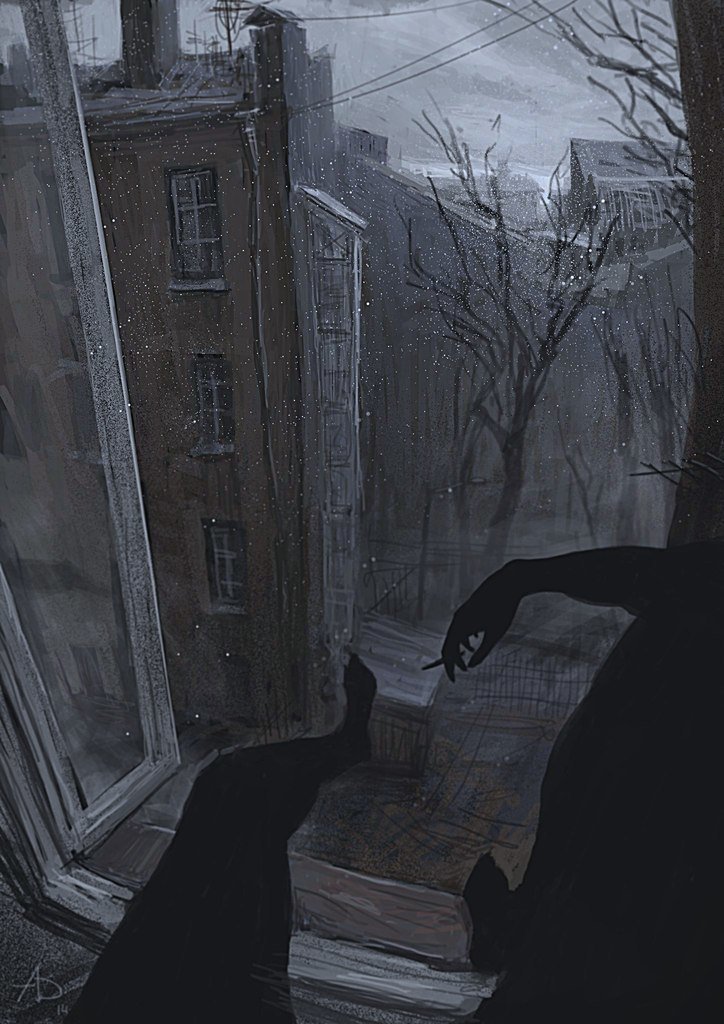 724x1024, 142 Kb / сигарета, окно, рисунок