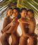 четыре, четверо, стоят, голые, пальма, пляж, Ally Johnson, Amanda Riley, Kristen Kerr, Megan Samperi