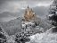 гора, замок, снег